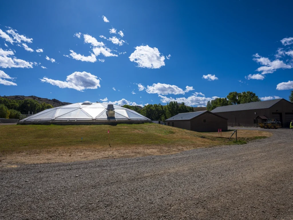 UV disinfection building with aluminum dome cover at Gunnison wastewater treatment facility